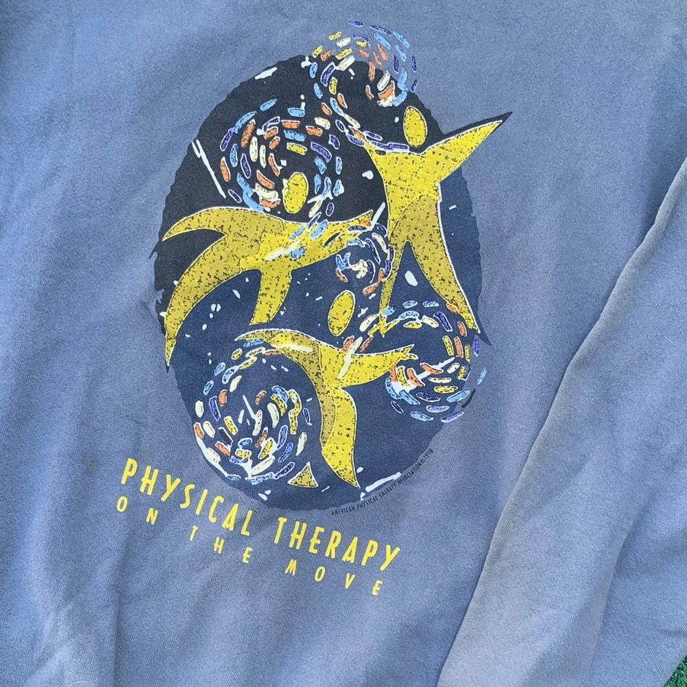 Gray Graphic Crewneck Sweatshirt with Yellow Accents